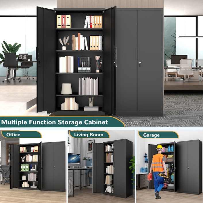 SC1B Basic Metal Garage Storage Cabinet with 4 Adjustable Shelves
